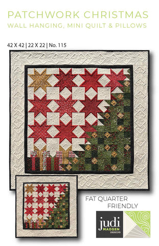 Patchwork Christmas Wall Hanging, Mini Quilt, and Pillows pattern.